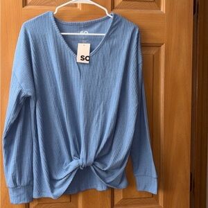 Trendy Brand New SO Women's Long Sleeve Blue Twist Front Top🔥